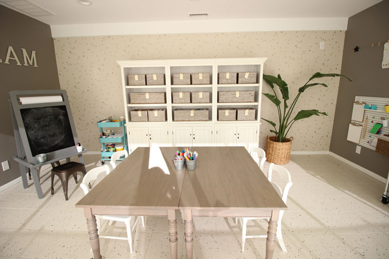 White Elfa Playroom & Coloring Table